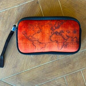 World map wrist clutch purse